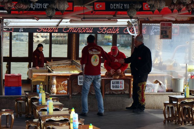 fish stall with seating
