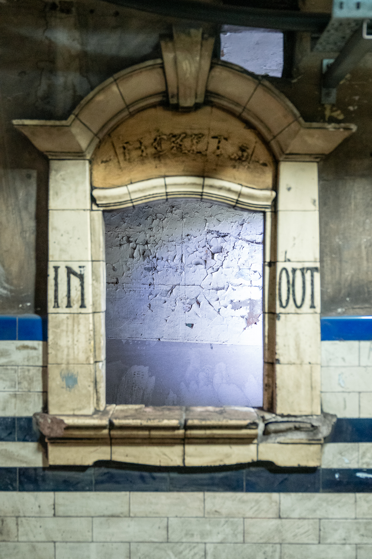 old and closed ticket window, Euston, London