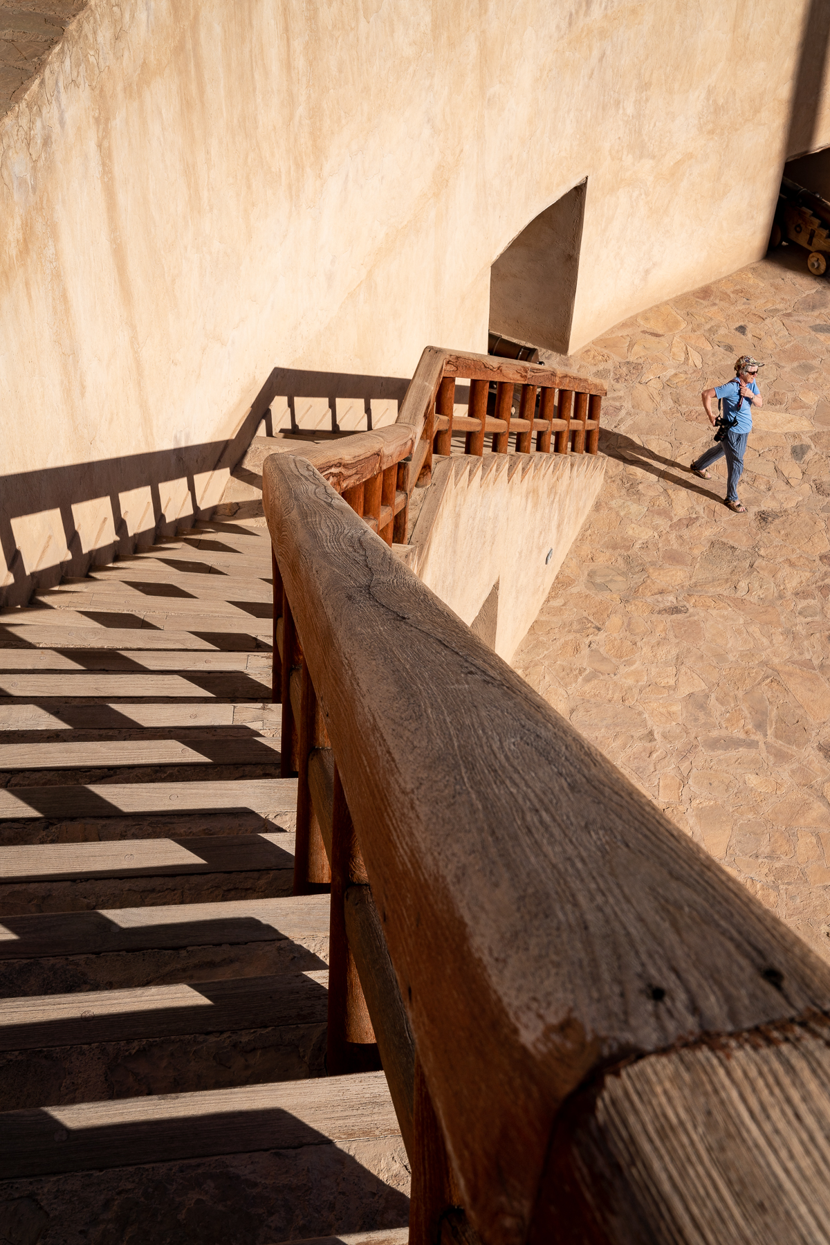Shadows on the stairs in Nizwa Fort, Oman