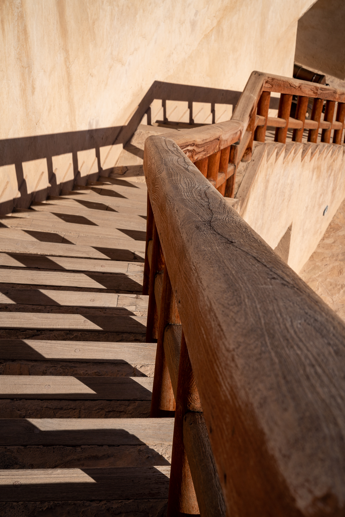 Shadows on the stairs in Nizwa Fort, Oman