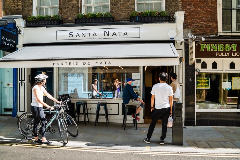 Queue outside a custard tart shop in London