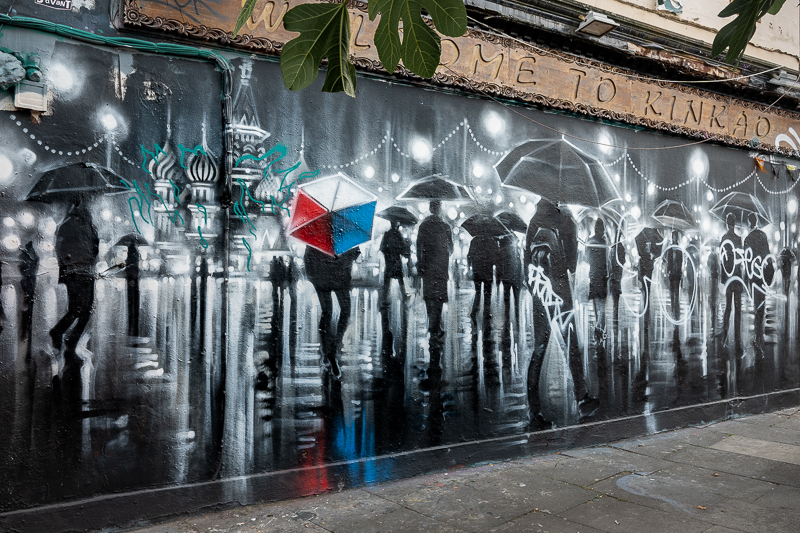 DANK's Red Square mural on wall of Kinkao restaurant