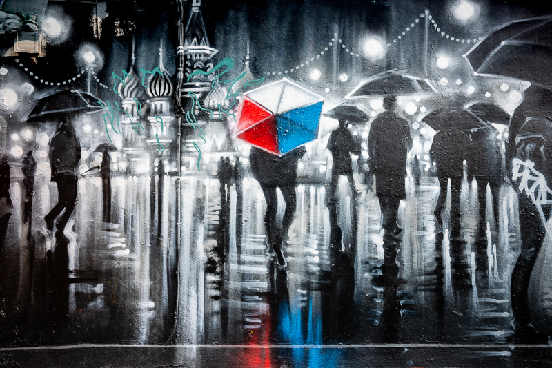 DANK's Red Square mural on wall of Kinkao restaurant