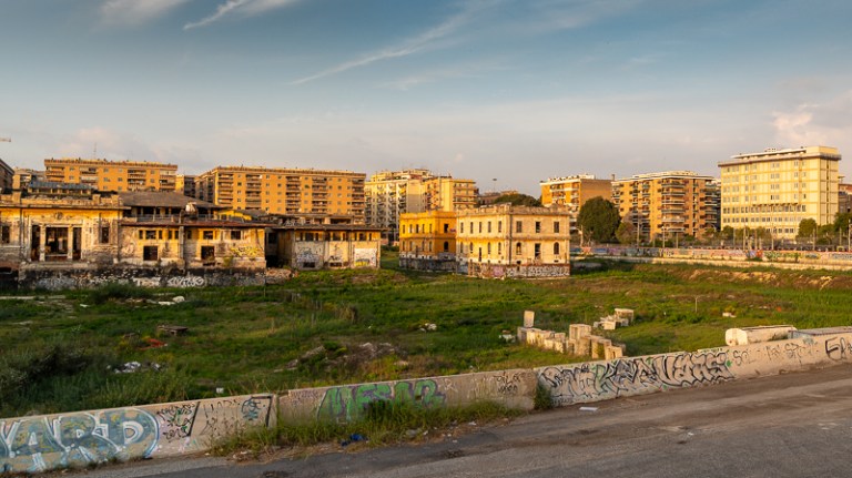 The old General Market in Rome, showing both decay and new construction