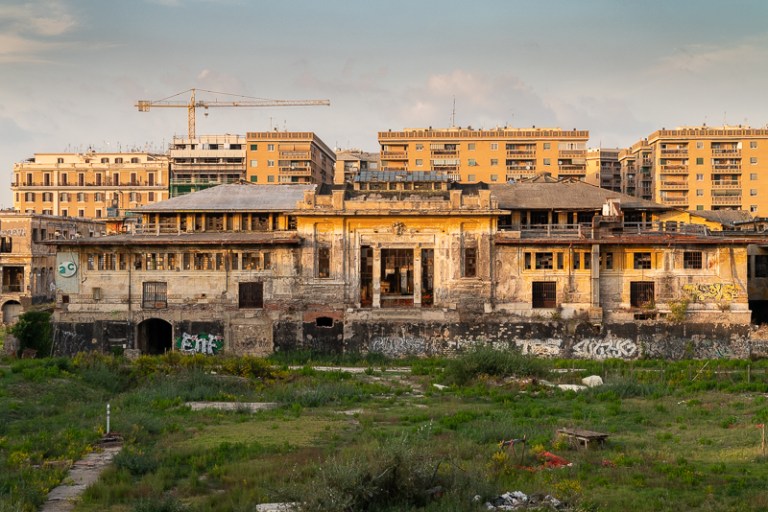 The old General Market in Rome, showing both decay and new construction