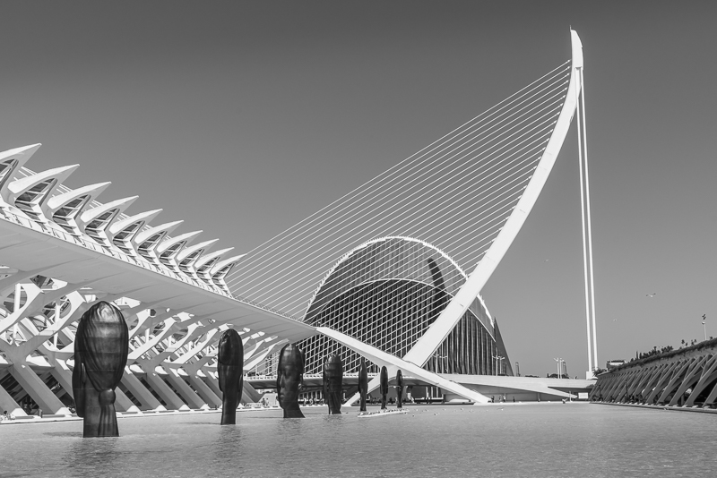 Jaume Plensa heads in the water at the City of Arts and Sciences in Valencia