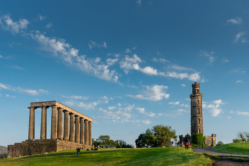blue sky over Calton Hill