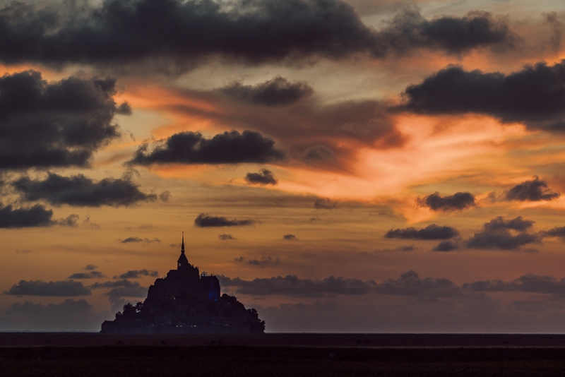Sunset over Mont St Michel