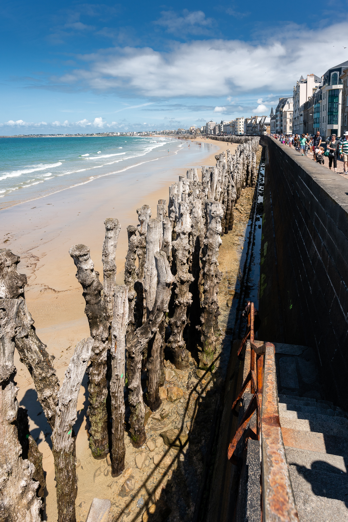 Late afternoon and long shadows on beach