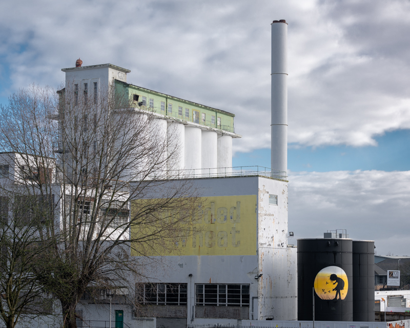 Old Shredding Wheat factory with some street art